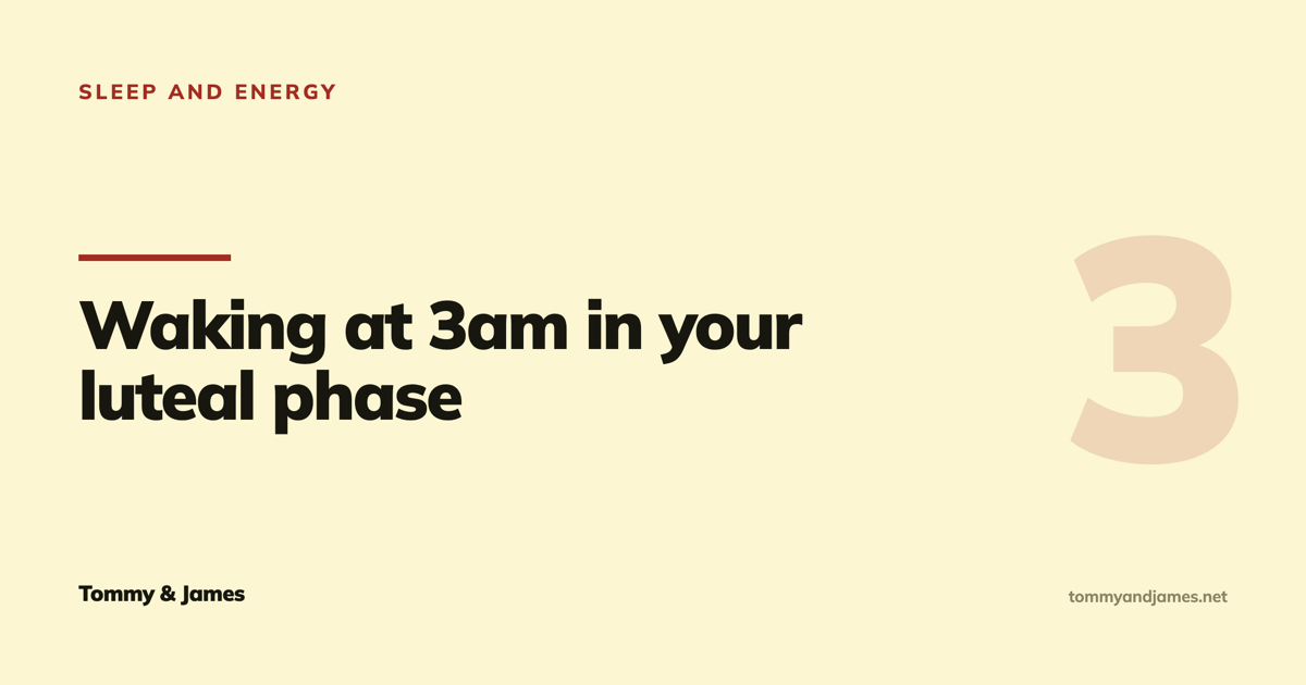 Cover card with a large faded numeral 3 behind a title about waking at 3am in the luteal phase
