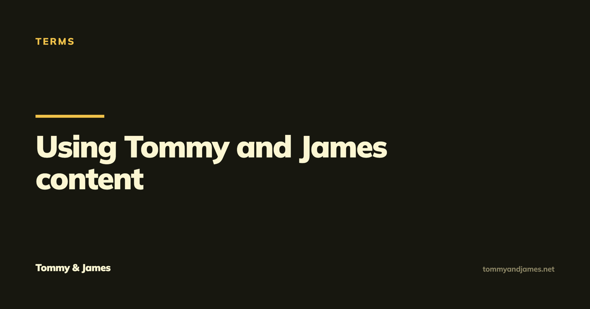 Dark cover card reading: using Tommy and James content